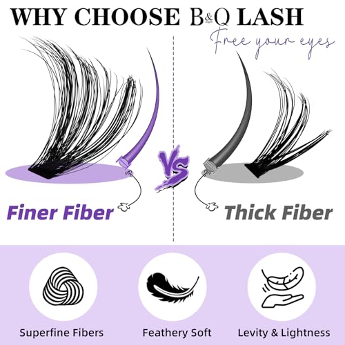 B&Qaugen Lash Extension Kit 280Pcs Volume Individual Lashes Kit Superfine Individual Eyelashes 10-18mm Soft D Curl Eyelash Clusters Kit with Bond and Seal Tweezers for Self Use £¨Kit-70+90D-10-18MIX£©