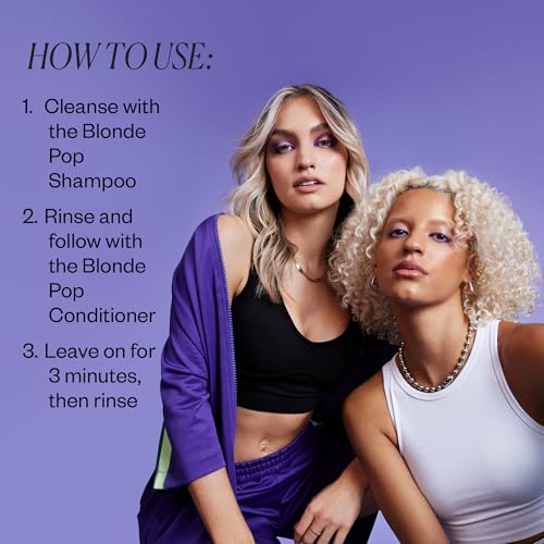 IGK BLONDE POP Purple Toning Conditioner | Brighten + Neutralize Brass | Vegan + Cruelty Free |