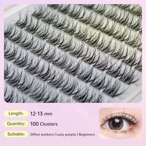 Self-Adhesive 5D-Curl Eyelash Clusters - 100pcs, 12-13mm