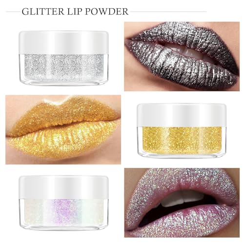 KYDA Glitter Lip Kit - 3 Colors Diamond Metallic Powder