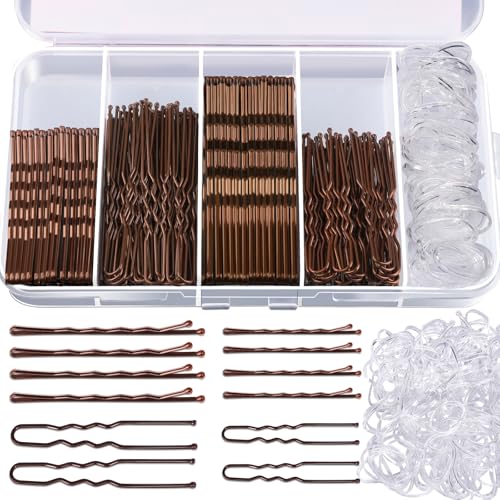 Teenitor 300pc Bobby Pin Kit - Brown Hair Pins & Bun Clips