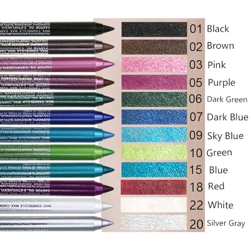 Kaely 25-Color Glitter Eyeliner Pencil Set, Waterproof & Long-Lasting