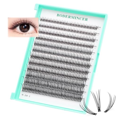 Bodermincer Black/Colored Cluster Lashes 240pcs 20D/40D DIY Eyelash Extension D Curl Long Individual Lashes Mixed Tray Faux Mink Lash Clusters Extensions 8-22mm (12D 8-10-12-14-16mm MIX)