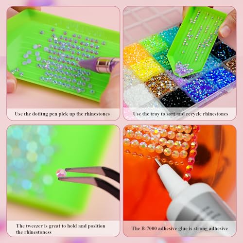 30000Pcs 3mm Flatback Rhinestones Kit - 24 Colors + Tools