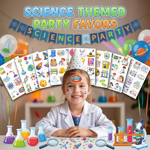 96pc Science Temporary Tattoos for Kids | Chemistry & Physics Themed