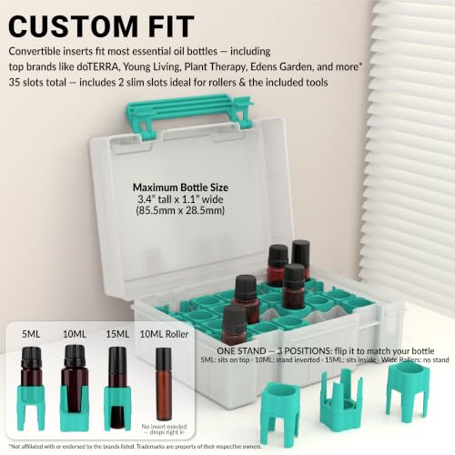 Essential Oil Organizer for 35 Bottles UV-Filtering Hard Shell Case