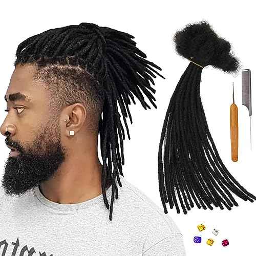 0.4cm & 0.6cm Width, 4-14 Inches10, 30, 60, 100 Strands Options 100% Real Human Hair Dreadlock Extensions for Men/Women/Kids, Handmade Permanent Loc Extension Bundles (0.6cm, 8inches, 30Strands)