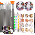 Teenitor Nail Art Kit with 15 Brushes, Dotting Tools & Rhinestones