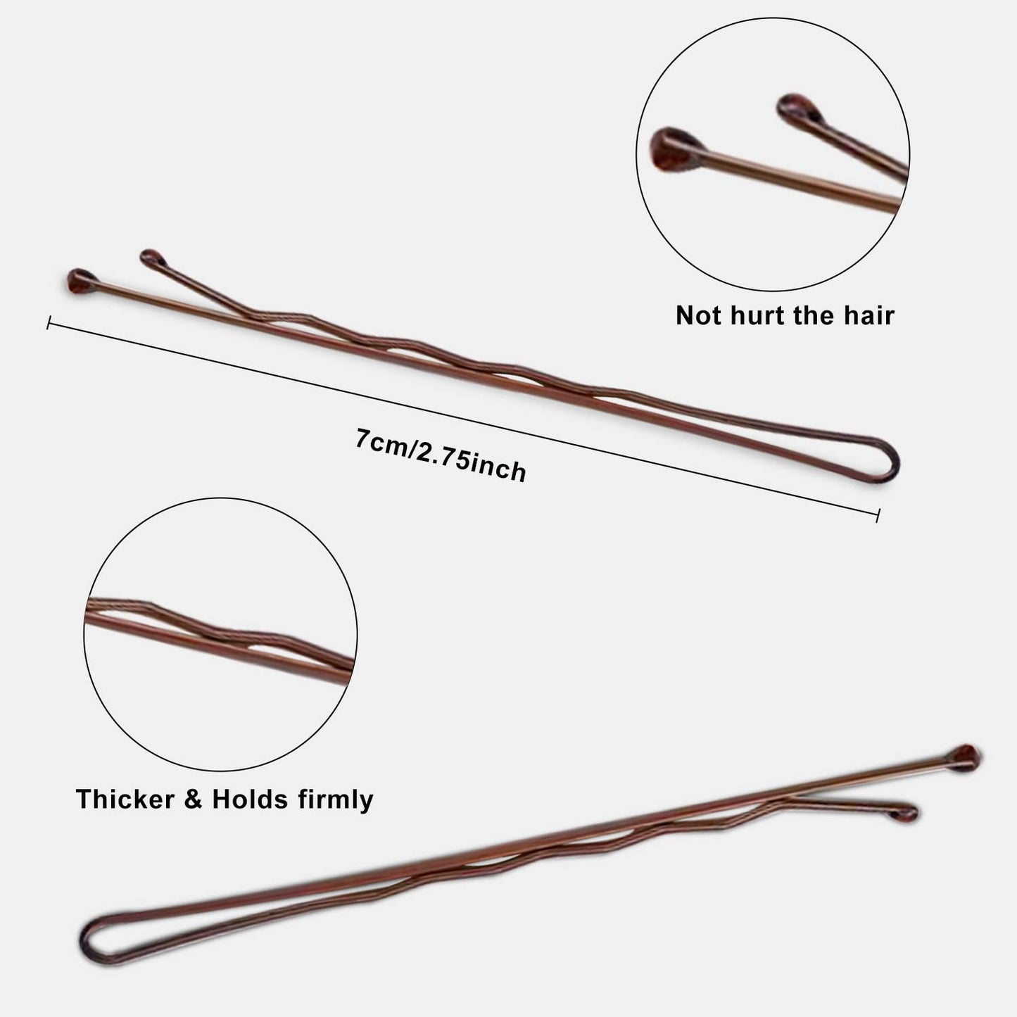 2.75" Large Bobby Pins Brown 240PCS Extra Long Bobby Pins for Thick Hair Waved Hair Pin for Styling with Box