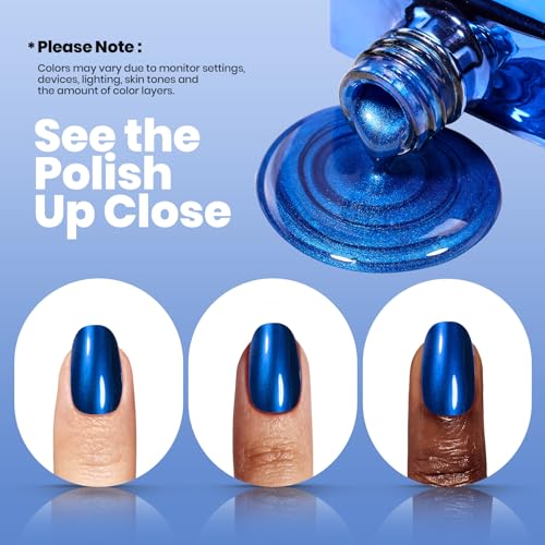 Beetles Blue Chrome Nail Polish - Quick-Drying Metallic Finish 15ml