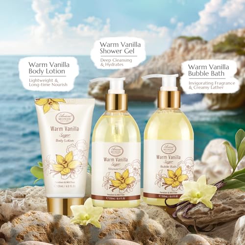 Vanilla Sugar Spa Gift Set for Women - 7pc Bath & Body Kit