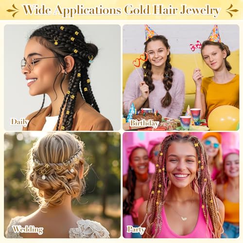 255 PCS Gold Hair Cuffs for Braids & Locs - 38 Styles