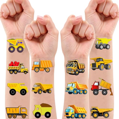 100 PCS Dump Truck Temporary Tattoos - Construction Party Favors