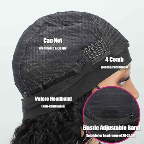 AISI QUEENS Headband Wigs for Black Women - Highlight Glueless Curly Human Hair Wig (14 Inch, P4/27 Color)