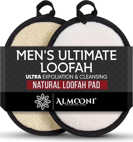 ALMOONI Loofah Sponge Body Scrubber for Men, 2 Count