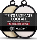 ALMOONI Loofah Sponge Body Scrubber for Men, 2 Count