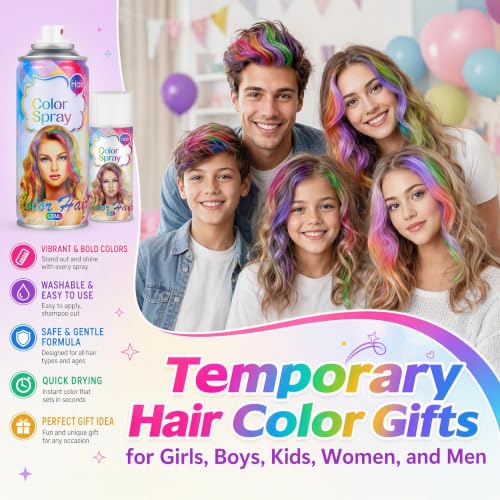 Yishifa Temporary Hair Color Spray for Kids & Adults - Vibrant Washable Hair Dye for Halloween & Cosplay