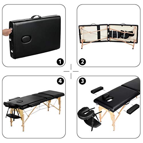 Yaheetech Portable Massage Table Folding Spa Bed Black
