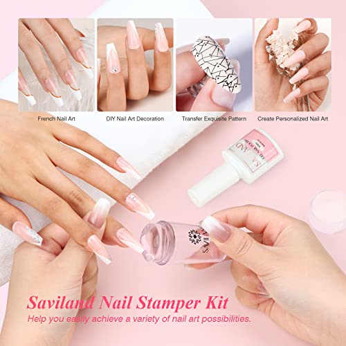 Saviland 12 Colors Nail Art Pens Set for Gel Polish with French Manicure Kit 4PCS French Tip Nail Tools & & French Nails