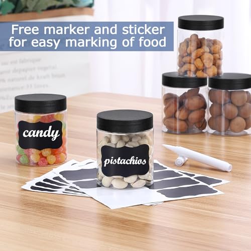 36-Pack 8oz Clear Plastic Jars with Screw Lids & Labels