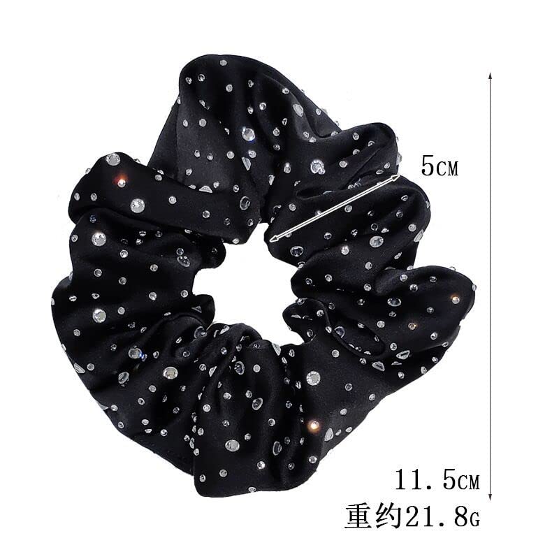 OTYOU 2 Pack Bling Hair Scrunchies Rich Tones Scrunchy Bobbles Elastic Hair Bands Ties Hair Accessories for Women Girls (Black)