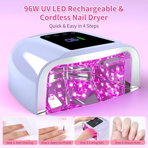 ANGNYA 96W LED Nail Lamp UV Gel Dryer with Dual Light
