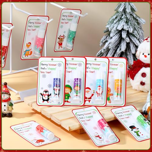 10 Pack Christmas Lip Balms Bulk Christmas Party Gifts Favors Stocking Stuffers Holiday Lip Balms Employee Staff Team Appreciation Gifts Thank You for Teacher Coworkers (Cute)