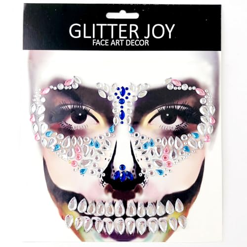 PADOUN Day of the Dead Face Gems - 4 Pack Temporary Tattoo Stickers