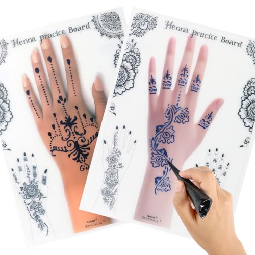 Henna Tattoo Practice Board 2-Pack A4 Dual Skin Tone