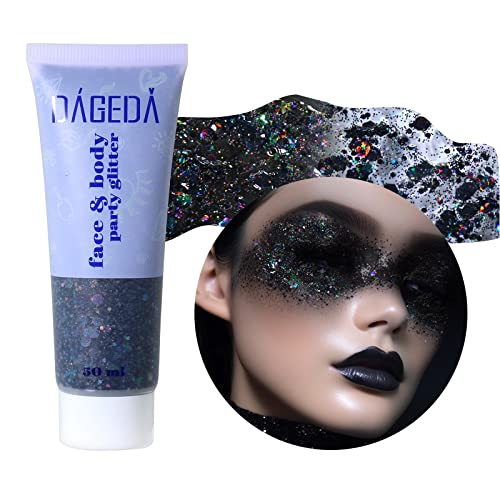 DAGEDA Holographic Body Glitter Gel - Black Chunky Shimmer Makeup
