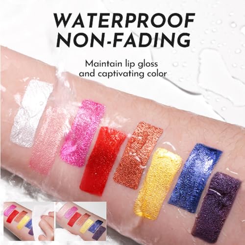 Sparkling Lip Gloss,4 Colors Lips Plumping,Super Lustrous Glimmer Gloss,Non-Sticky High-Shine Finish,Long Lasting & Waterproof Lipstick Makeup for Lip,Eyeliner& Eyeshadow (05060708, 4PCS)