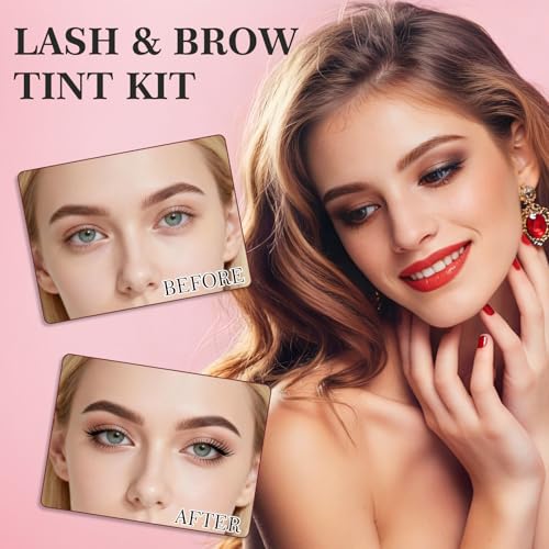 Eyelash & Eyebrow Tint Kit, 2-in-1 Professional Lash & Brow Color