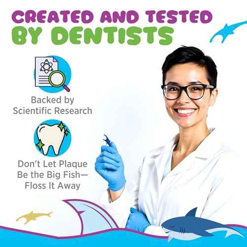 Kids Flossers with Fluoride, Unflavored Floss Picks, Fun Floss with Colorful Shark Shapes. Enhanced Cavity Protection, 225 Count (3 Pack) Children's Flossers. Dentists Designed and Backed by Science