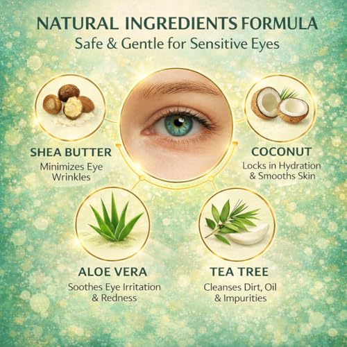 Eyelid & Lash Wipes with Tea Tree Oil, Aloe Vera & Hyaluronic Acid for Sensitive Eyes, Dry Eye Cleansing & Blepharitis Relief - 120 PCS