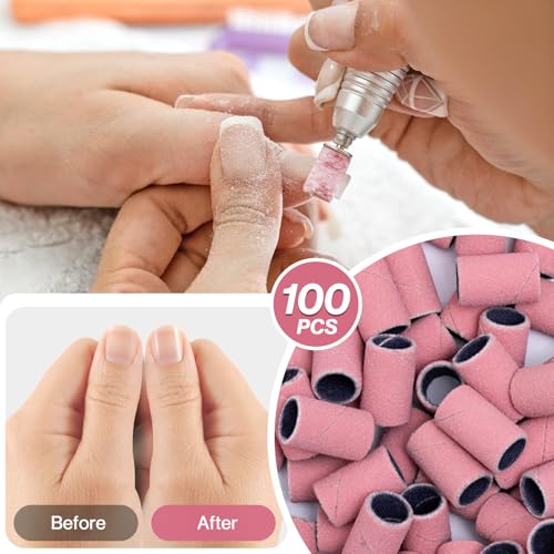 MelodySusie 100 Pcs Nail Drill Bits #180 Grit Sanding Bands