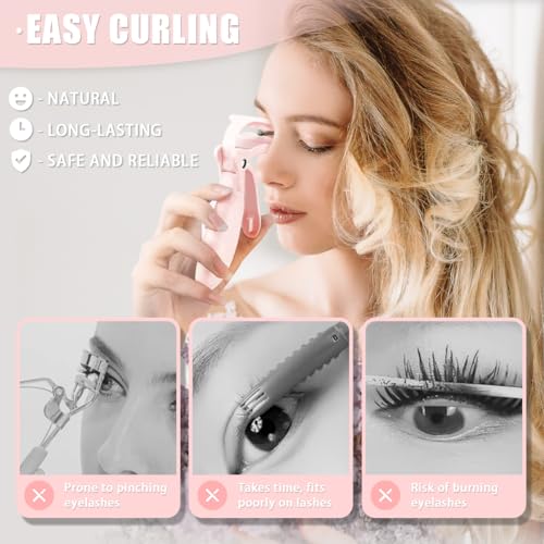 Pinkiou Electric Heated Eyelash Curler - USB-C Rechargeable & Travel-Friendly