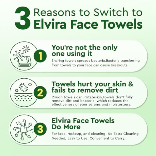 Elvira 200 Count (2 Pack) Disposable Face Towels, Biodegradable Skincare Facial Cleansing Towels, Ultra Soft & Thick Makeup Remover Dry Wipes, Lint-Free & Vegan for Sensitive Skin, Travel Essential
