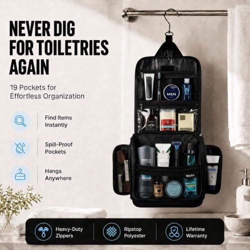 AvaJex Large Hanging Dopp Kit Toiletry Bag - Waterproof