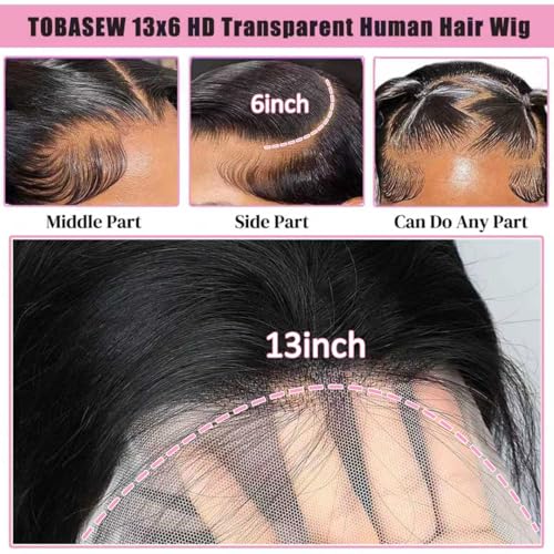 13x6 HD Lace Front Wig 200% Density Virgin Human Hair 28"