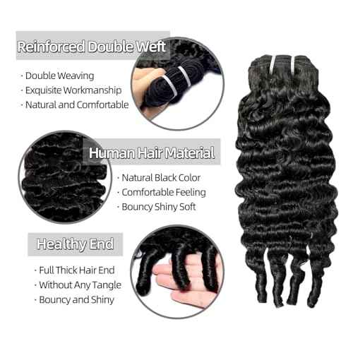 Burmese Curly Bundles Human Hair 16 Inches 100% Unprocessed Quick Weave 3c4a Water Wave with Spiral Curly End Real Human Hair Extensions Natural Black