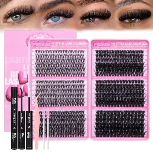 PVDKIW Fluffy Eyelash Clusters Kit - 648pcs Wispy Lashes 8-18mm