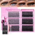 PVDKIW Fluffy Eyelash Clusters Kit - 648pcs Wispy Lashes 8-18mm