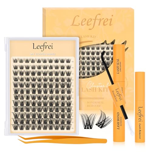 Wispy Cluster Lashes 10-18mm D Curl Kit with Bond, Glue & Tweezers