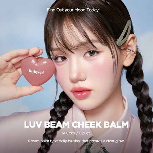 lilybyred Luv Beam Cheek Balm | Heart-Shaped Korean Cream Blush, Semi-Matte Finish, Long-Lasting, Blendable & Buildable, Soft Creamy Texture, Lightweight, Natural Flush, 0.12 oz.(12 Hearty Pink Beige)