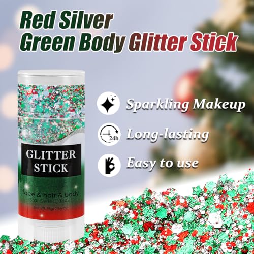 Christmas Glitter Stick & 6 Bracelets Set - Face Body Hair