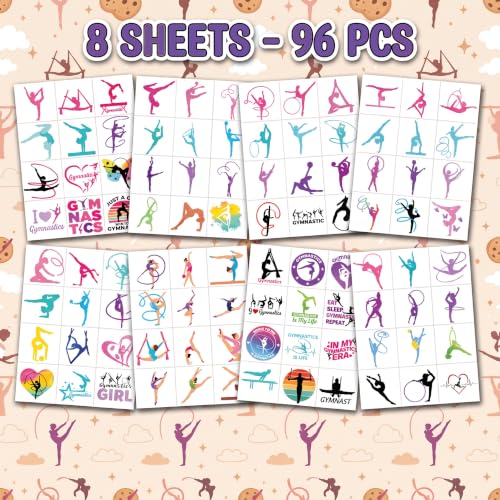 96 PCS Gymnastics Temporary Tattoos for Kids | Party Favors