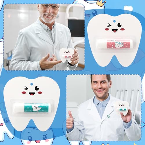 Leelosp 24 Pack Dental Assistant Appreciation Gifts Lip Balm Bulk Teeth Themed Moisturizing Lip Balms Dental Hygiene Gifts for World Oral Health Day Nurse Doctor Staff Coworkers Hospital Office