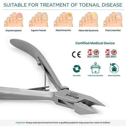 Ingrown Nail Clippers for Men with Ingrown Toenails ? Blizzard Podiatrist Toenail Clipper Set German Forged (15cm - Arrow Point - Smooth)