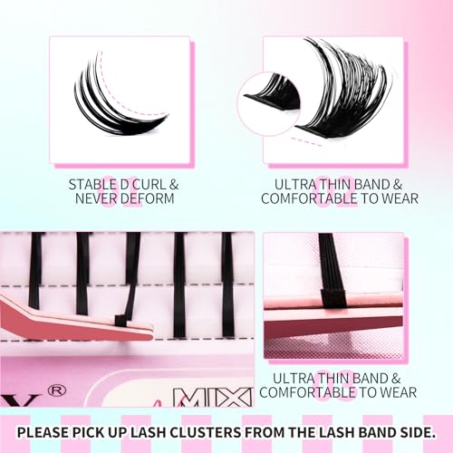 Lash Clusters with Spikes 100D Long 12-21mm Cluster Eyelash Extensions DIY Wispy Natural Lash Clusters Spiky Individual Lashes Eyelashes Mink by GEMERRY