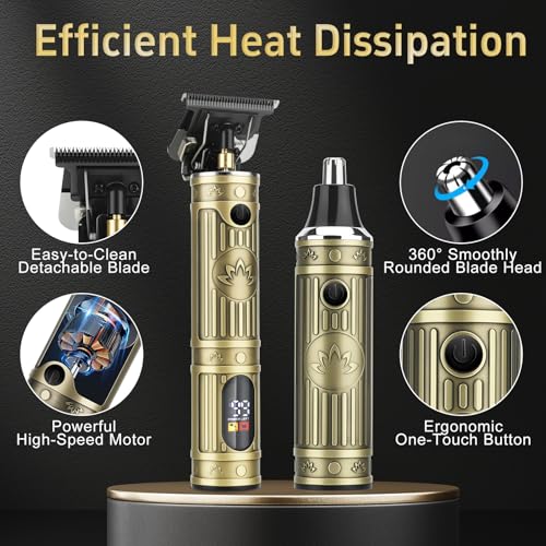 Lanumi Gold 4-in-1 Grooming Kit with 13 Guide Combs - All-in-One Hair, Beard & Nose Trimmer Set
